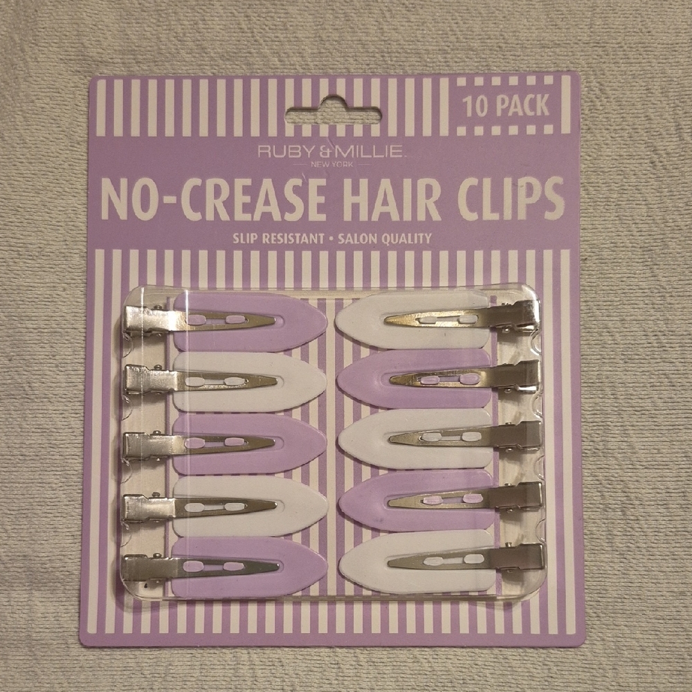 Ruby & Millie No-Crease Hair Clips - Purple and White